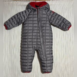 Snozu Charcoal and Crimson Kids Footed Snowsuit